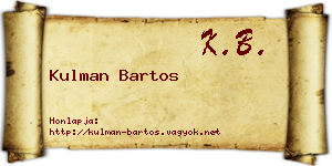 Kulman Bartos névjegykártya